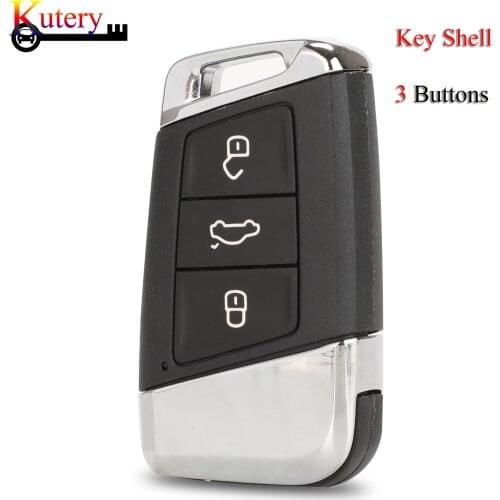 Kutery Car Key Shell For Volkswagen VW Passat Skoda Superb Golf 3Buttons With Uncut Blade Blank Remote Key Fob Case Cover