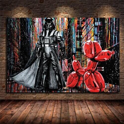 Graffiti Style Cuadros Home Decor Star Wars Movie Poster Darth Vader Hold It Doll Print Canvas Painting Wall Art For Living Room