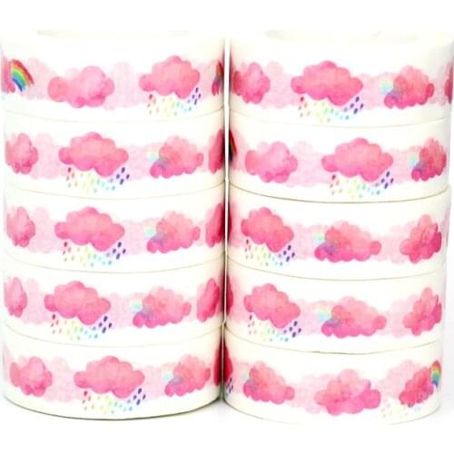 NEW 10pcs/Lot Decorative Cute Pink Clouds and Rianbow Washi Tapes Japanese Scrapbooking Planner Adhesive Masking Tape Stationery