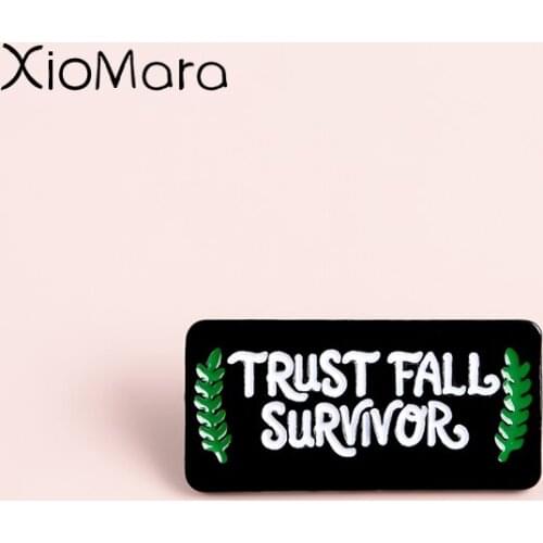Trust Fall Survivor Enamel Pins Company Team Building Trust Game Custom Badges Brooches lapel Pins For Colleague Friends Gifts