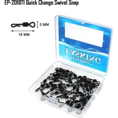 Eupheng 50pcs Matt Black Carp Fishing Quick Change Swivel Snap Leader Line Swivel #4 18MM New
