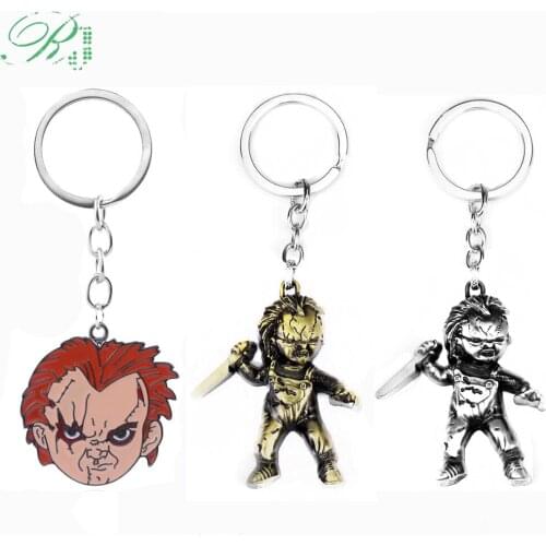 RJ Hot Classic Horror Movie Bride Curse Of Chucky Keychains Pendants Childs Play Triloquist Doll Car Keyring Men Jewelry Gifts