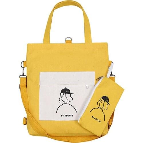 PURFAY 2020 New Canvas Women Shoulder Bag Lady Cotton Tote Shopper Bag Cloth Eco Reusable Shopping Bag Handbag Cotton Backpack