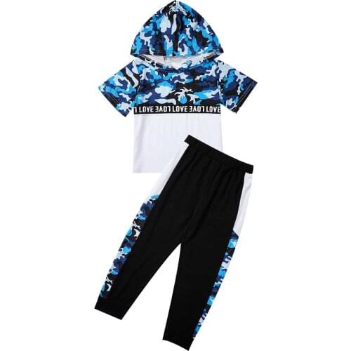 Camouflage Kids Boys Clothing Set Summer Children Sport Suit Short Sleeve Hooded T-shirt Tops Pants Trousers Tracksuit Outfits