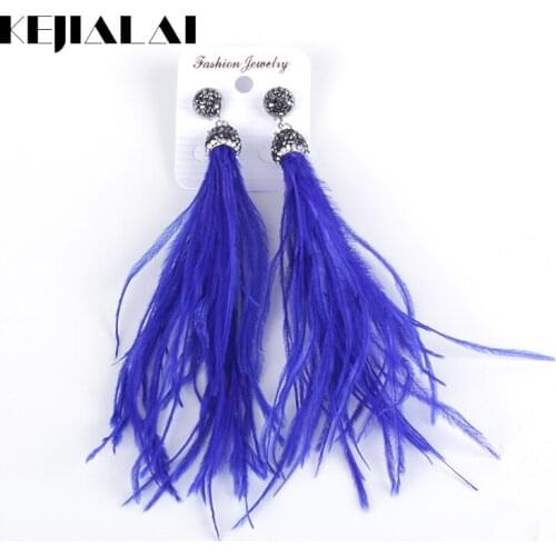 KEJIALAI Feather Dangle Earrings Female Ethnic Retro Drop Earrings Statement Jewelry Gifts for Women Personality Bijoux E203