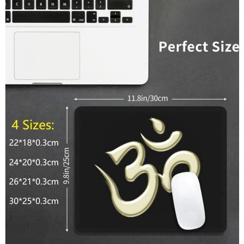 Golden Holy Om Mouse Pad DIY Print Cushion Om Mantra Buddhism Hinduism Buddhist Hindu Spirituality Spiritually