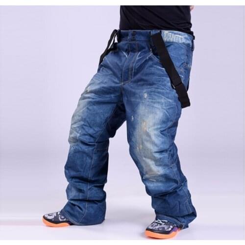 Mens ski pants winter Windproof waterproof outdoor sports high quality large size S-XXXL+ single board warm bib pants