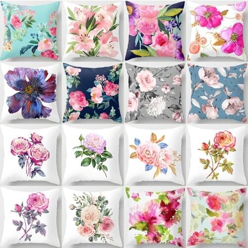 45*45cm Rose Flowers Cushion Cover Mediterranean Nordic Style Home Decoration Throw Pillow For Sofa Bed Car Pillow Case 40827