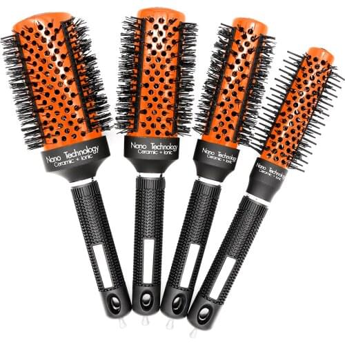 New Design Salon Hairdressing Round Brush With Tail Tip Hair Ceramic Ionic Comb Hair Curly Blowing Brush For Hairdresser 4 Sizes