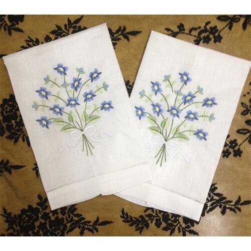 Novelty Unisex Handkerchiefs 12PCS/Lot 14x22"White Linen Vintage & Holiday Handkerchief Embroidered Floral Hankies For Occasions