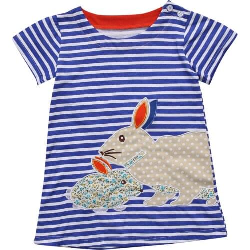 NEW Pretty Cute Kids Baby Girls Rabbit Dress Cute Navy White Striped Cartoon Sweet Dress Fashion Kid Girl Sleevelesss Dresses