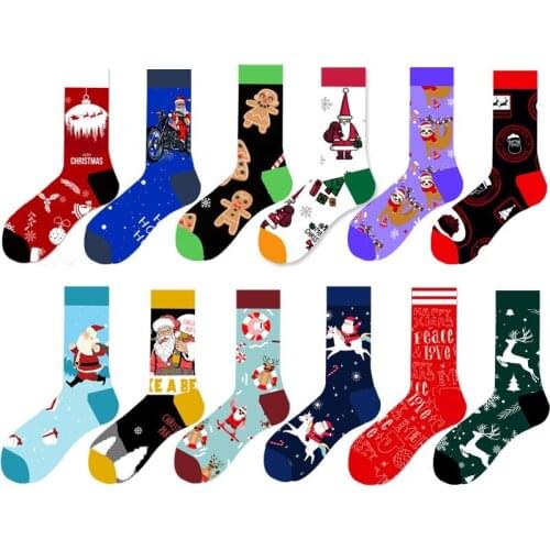 New 2020 Christmas Socks Women Funny Santa Claus Christmas Tree Snow Elk Cotton Happy Socks Men Harajuku New Year