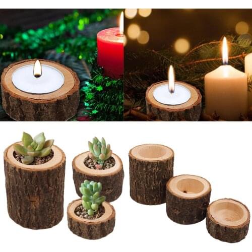 Stump Wooden Candle Holder Tea Light Tree Branch Wooden Candle Holder for Wedding Xmas Birthday Party Decor