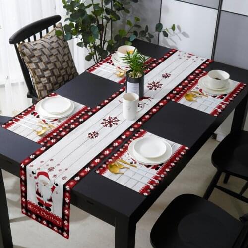 Christmas Gnome Snowflake Red Plaid Table Runner and Placemat Set Wedding Table Decor Table Runner Christmas Decor Tablecloth