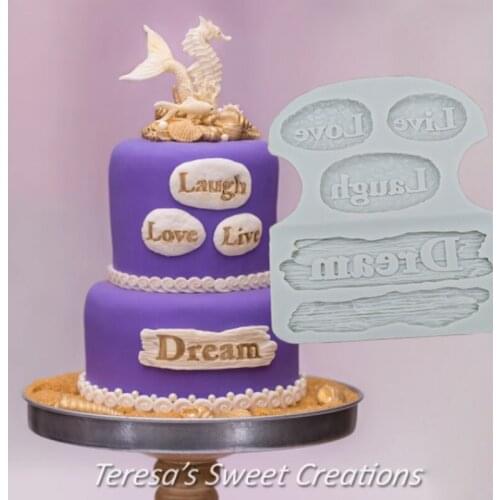 Dream Driftwood & Word Stones Mould Fondant Cake Decor Tools Silicone Molds Chocolate Baking Tools for Cakes Gumpaste Form