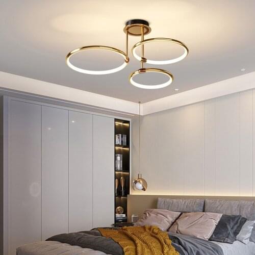 Modern Minimalist Living Room Lamp Led Circle Chandelier Hanging Lamp Bedroom Lamp Gold Luster Home Decor Chandelier Lighting