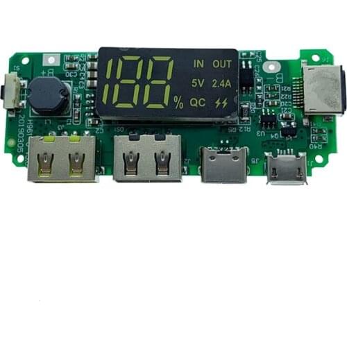 LED Dual USB5V 2.4A 2A 1A Micro/Type-C/USB Input Power Bank 18650 Battery Charger Board Module