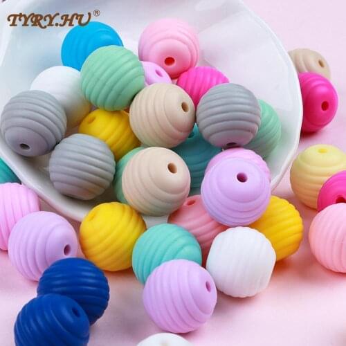 TYRY.HU Silicone Beads Teethers 10pcs DIY Threaded Silica Beads BPA Free 4-6 Months Spiral Food Grade Silicone Teething