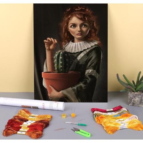 Woman Girl Pre-Printed 11CT Cross-Stitch Embroidery Patterns DMC Threads Hobby Needlework Painting Craft For Adults Package