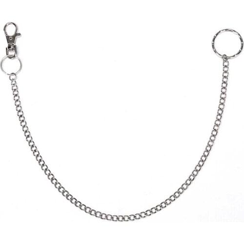 Rock Punk Trousers Hipster Pant Jean Keychain Metal Wallet Belt Chain Ring Clip Keyring Mens HipHop Jewelry 38cm