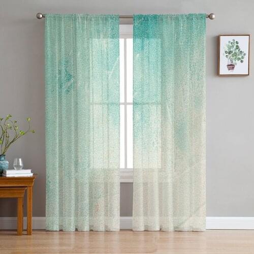 Vintage Bronze Green Tulle Curtains For Living Room Bedroom Voile Curtain Home Decoration Sheer Balcony Door Curtain