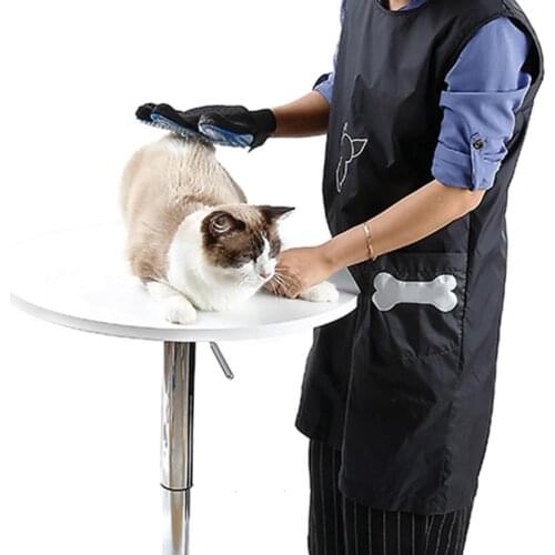 Anti Stick Hair Waterproof Nylon Grooming Apron with Pocket for Dog Cat Cleaning