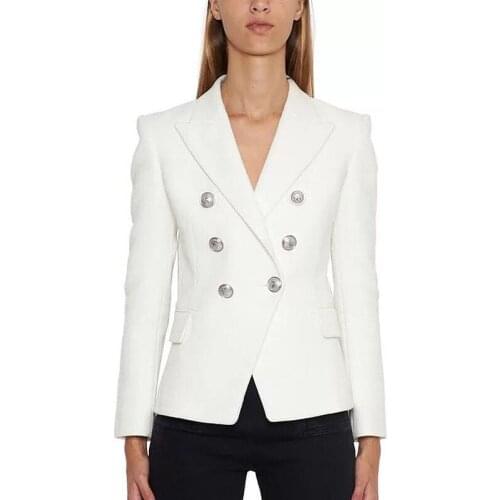 New arrival 2019 spring autumn women white blazer coat Chic OL elegant double-breasted jackets A498