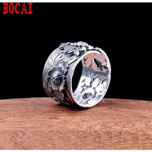 National Standard Pure Silver 999 Seiko Thai Silver Ladies Open Flower Ring New Product