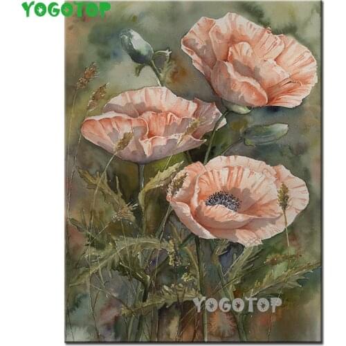 100% Full Square Round Drill 5D DIY Diamond Painting Flower landscape poppy Diamond Embroidery Cross Stitch 3D Decor YY5341