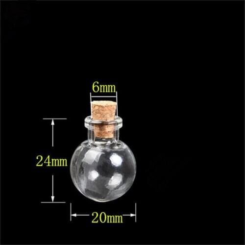 100 pcs 20x24x6 mm Small Glass Bottles With Corks DIY Round Ball Shaped Mini Art Jars Gifts Vials Cute Pendants Bottles