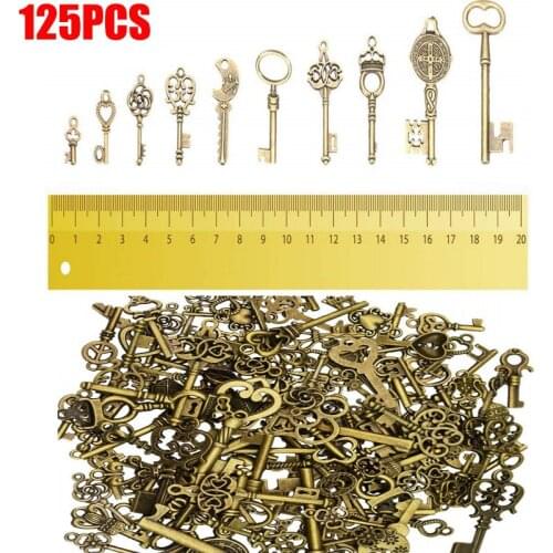 125Pcs Vintage Metal Mixed Color Small Key Charms Pendants For Jewelry Making Diy Handmade Car Home Findings Craft Decoration