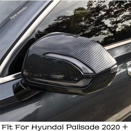 2PCS Auto Door Side View Wing Mirror Cover Trim Caps Fit For Hyundai Palisade 2020 2021 ABS Accessories Exterior Refit Kit