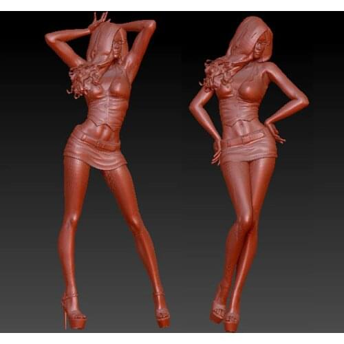 2pcs sexy women 3D model for cnc or 3D printers in STL file format 3D carved figure sculpture girl wear glasses STL model