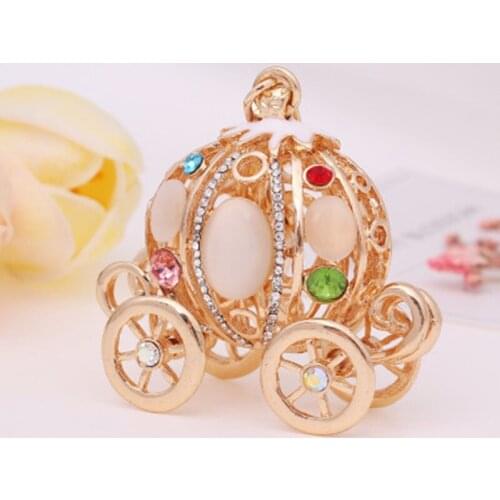 20pcs Lovely White Pumpkin Carriage Cute Crystal Charm Purse Handbag Car Key Keyring Keychain Party Wedding Birthday Good Gift