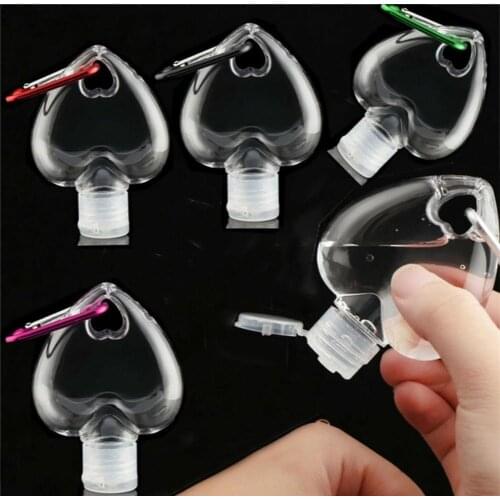 30/50ml Portable Heart Shape Spray Bottle Separate Bottling With Key Ring Hook Travel Refillable Empty Bottle Alcohol Containers