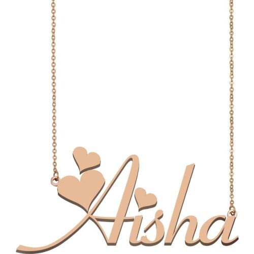 Aisha Name Necklace Custom Nameplate Pendant for Women Girls Best Friends Birthday Wedding Christmas Mother Days Gift