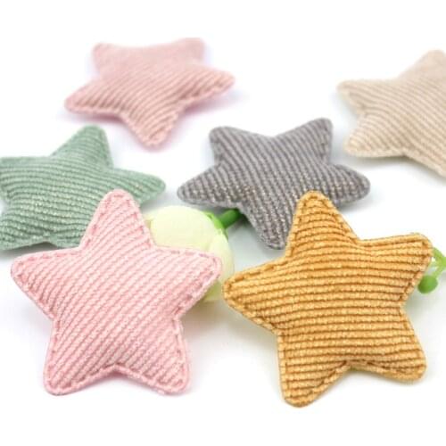 24Pcs 4.8cm Gold stamp fabric Star Padded Appliques For Kids Hairpin headwear crafts Decor Ornament Stick on patches Accessoires