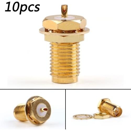 Artudatech 10 Pcs Connector RP.SMA Female Plug Bulkhead Solder Panel Mount Straight Jack Parts