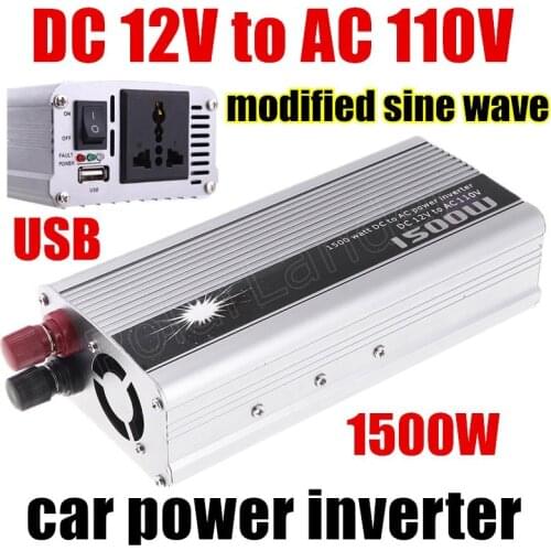 Car Voltage Transformer modified sine wave 1500W Power Inverter With USB DC12V to AC 110V auto converter