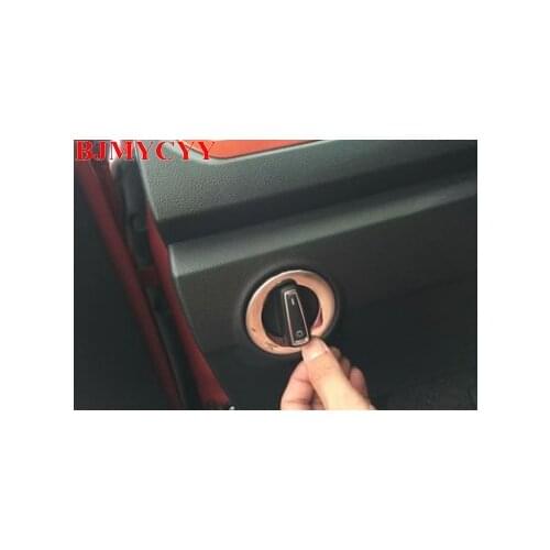 BJMYCYY Automobile headlight switch stainless steel decorative ring For Volkswagen T-ROC T ROC 2018 Accessories