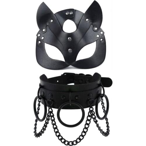 Erotic Sexy Leather Mask Cosplay Cat Women Bdsm Fetish Women Halloween Masquerade Ball Fancy Masks Sex Toys Games