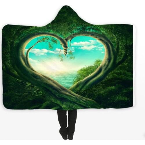 3D Printed Dreamlike landscape Fleece Blanket For Kids Baby Adults Winter Thick chunky Hooded Blankets Sofa Beds Throw