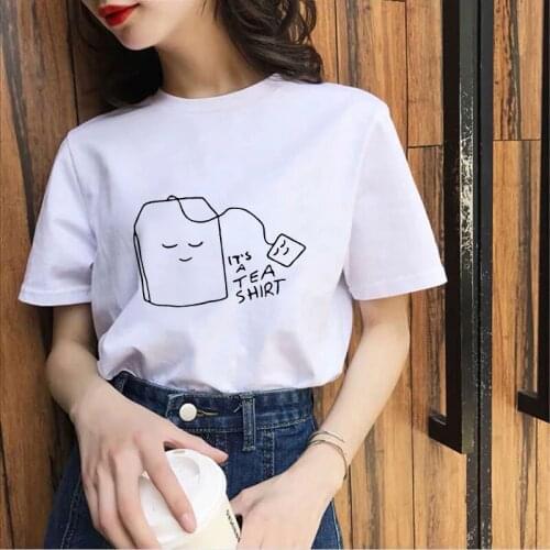 Its A TEA SHIRT Short Sleeve T Shirt Girls Simple T-shirt Summer T shirt Leisure Tee Shirt White T-shirt Women