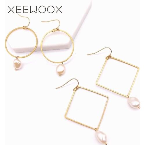 Geometric Water Drop Pearl Bohemia Drop Earring Woman Statement Drop Earring Gold Color XEEWOOX Design Party Gift Earring