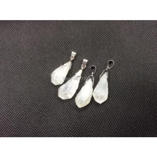 Hot selling White Nautural Titanium Quartz Rough Point pendant 5pcs/lot Quartz necklace Jewelry