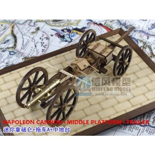 HOT wooded scale models scale weapons napoleon period NAPOLEON CANNON+MIDDLE PLATFORM+TRAILER scale wooden military toys