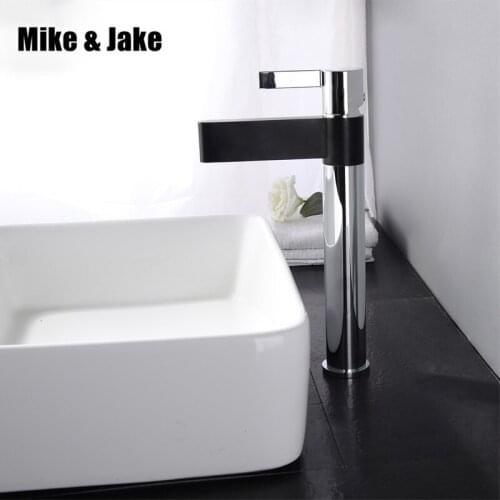 Chrome and black faucet basin stand faucet mixer hot and cold crane basin tap wash basin tall faucet black chrome mixer