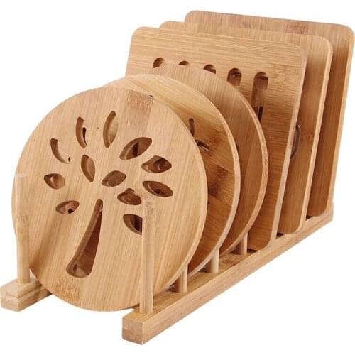 Round/Square Wood Mug Coasters Non-Slip Insulation Bowl Mat Wooden Placemat Q1JB