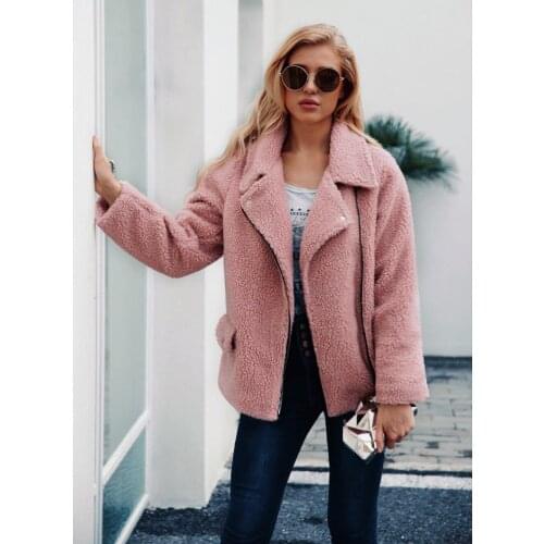 RoRoDox Faux Lambswool Jacket zipper Coat Women autumn slim outerwear 2018 new female overcoat