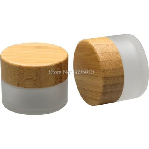 15g matte glass jars with bamboo cover,15ml glass cream jars with bamboo lids F244